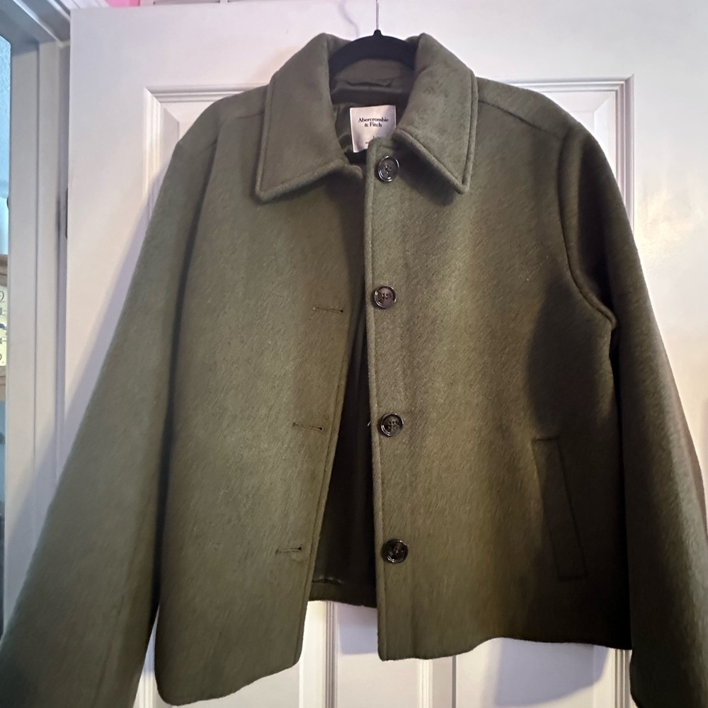 Abercrombie & Fitch Green Wool Jacket women’s size large NWOT